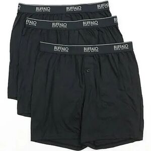 BUFFALO Men's Boxer briefs underwear knit cotton Black stretch XL (3 Pack) - NWT